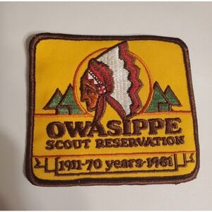 Owasippe Scout Reservation 70th anniversary Boy Scout Camp Patch 1911-1981 BSA